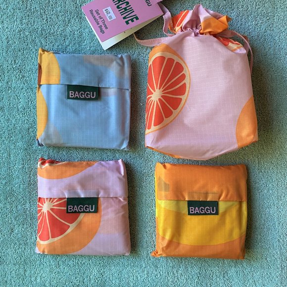 NWT Standard Baggu Set - Archive Fruits (Peach, Grapefruit, Banana) - Picture 2 of 11